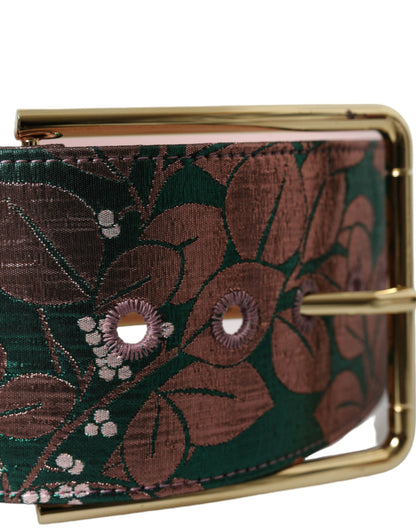 Cintura Dolce &amp; Gabbana con fibbia dorata in jacquard floreale multicolore in lurex