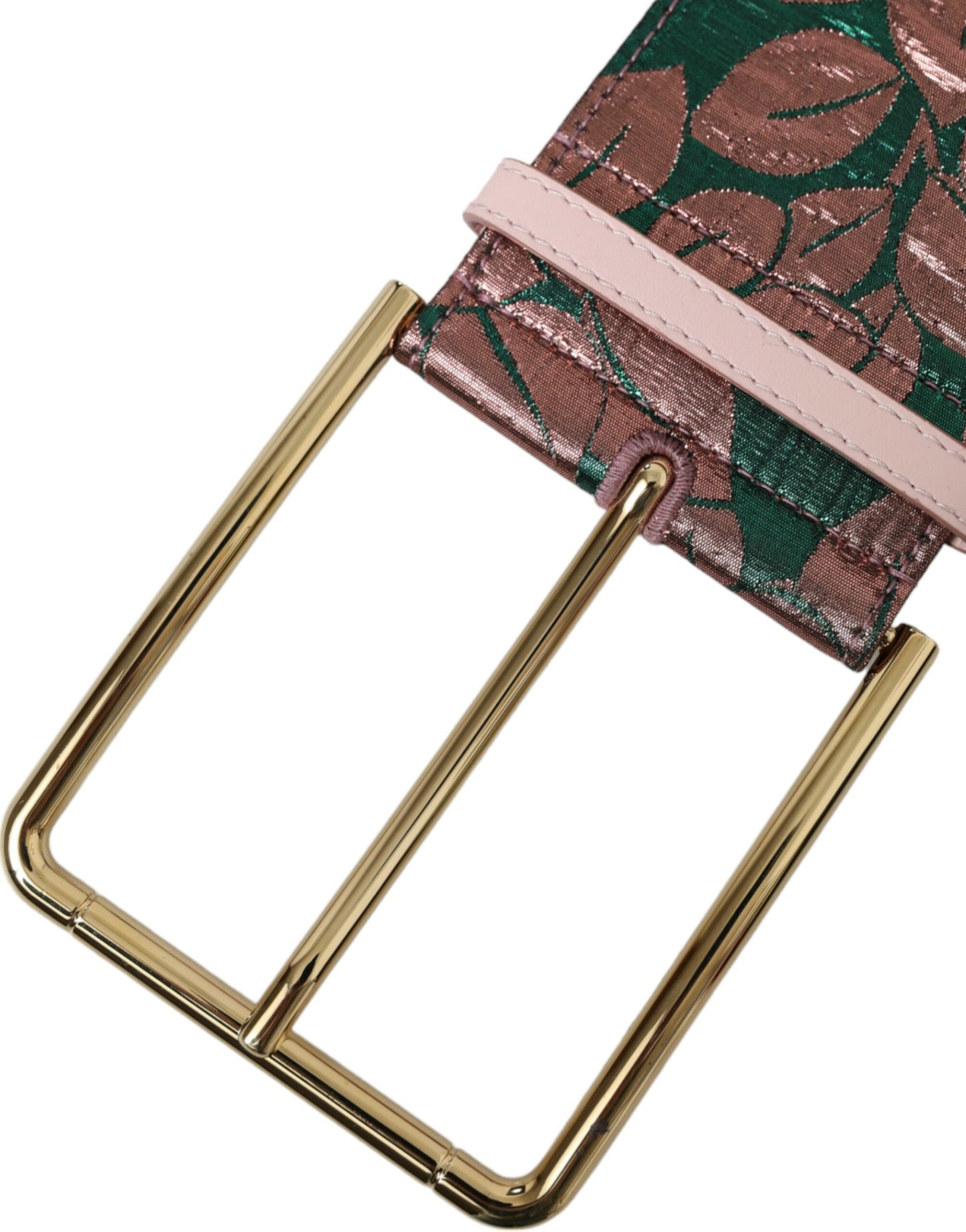 Cintura Dolce &amp; Gabbana con fibbia dorata in jacquard floreale multicolore in lurex