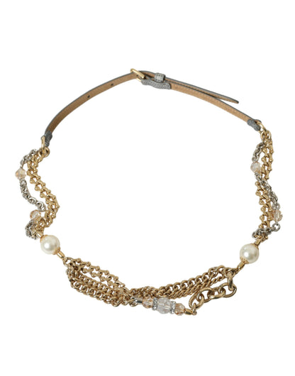 Cintura in ottone dorato intrecciato blu Dolce &amp; Gabbana
