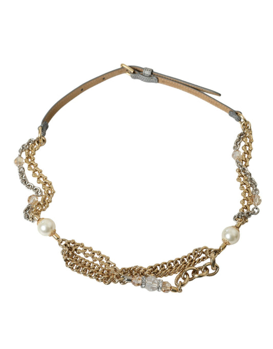 Cintura in ottone dorato intrecciato blu Dolce &amp; Gabbana