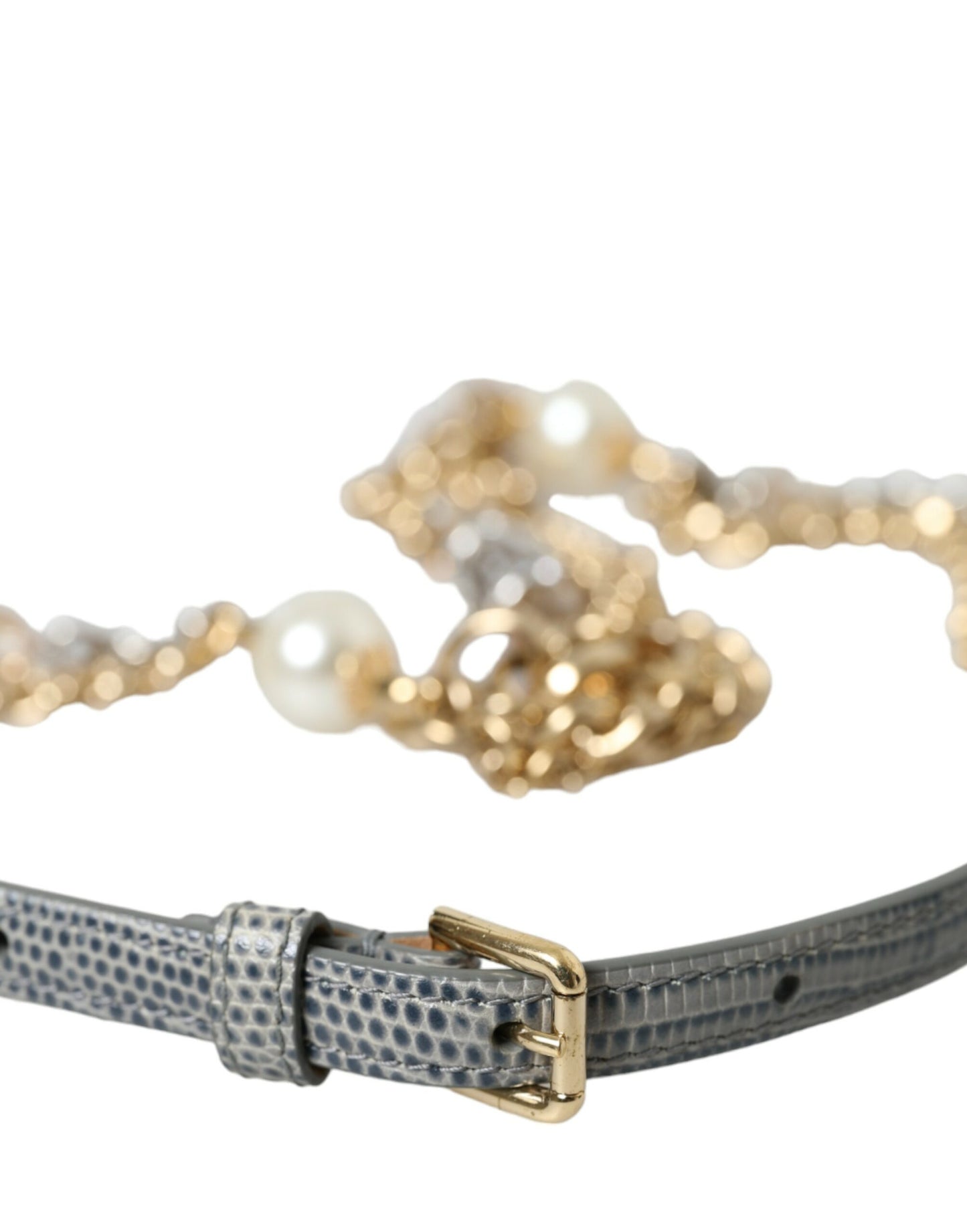 Cintura in ottone dorato intrecciato blu Dolce &amp; Gabbana