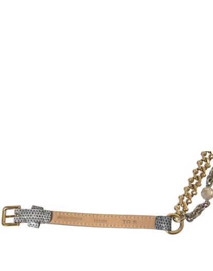 Cintura in ottone dorato intrecciato blu Dolce &amp; Gabbana