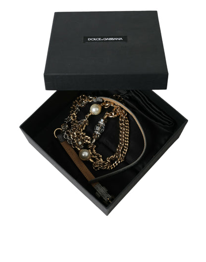 Cintura in ottone dorato intrecciato blu Dolce &amp; Gabbana