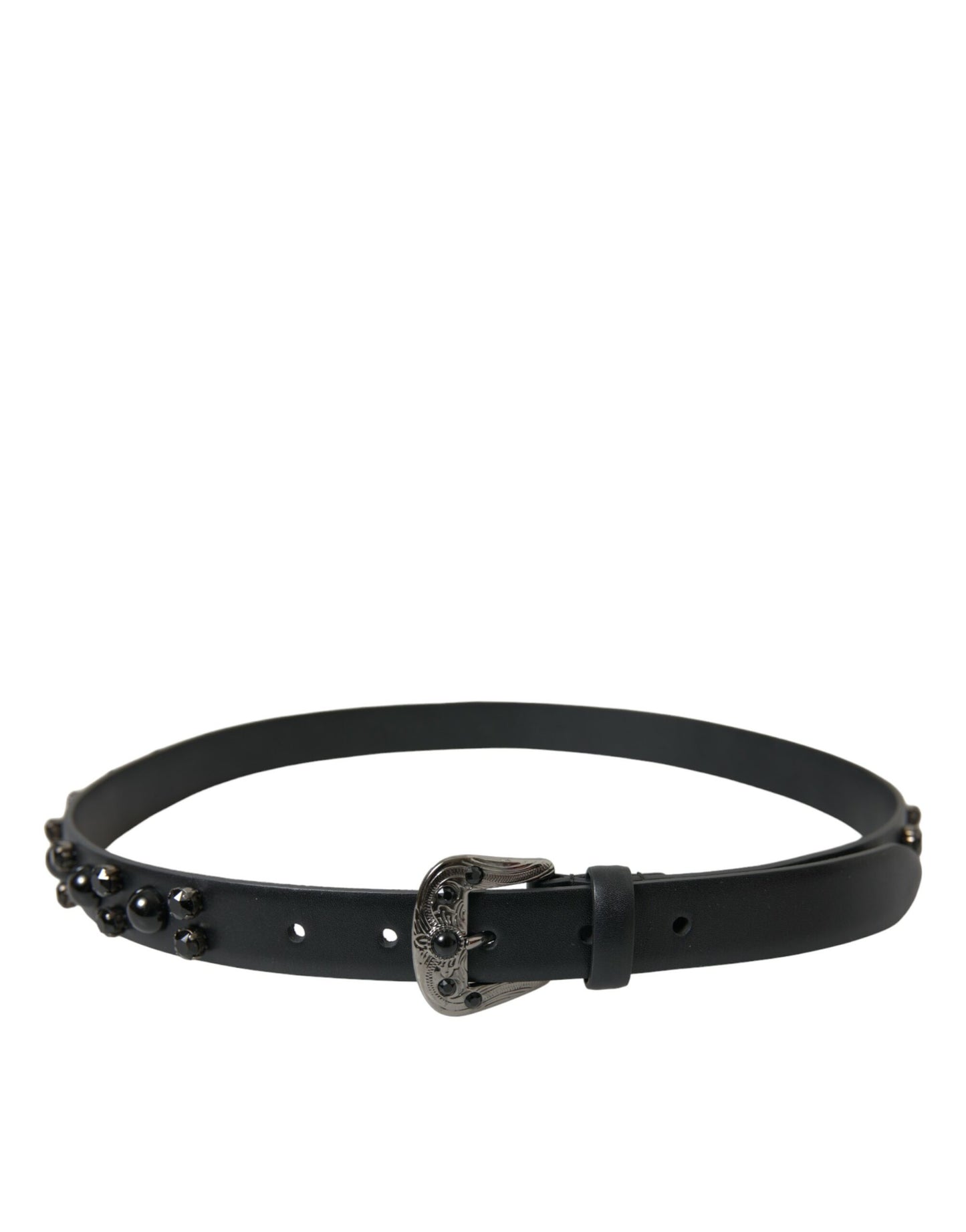 Cintura Dolce &amp; Gabbana in pelle nera con fibbia incisa