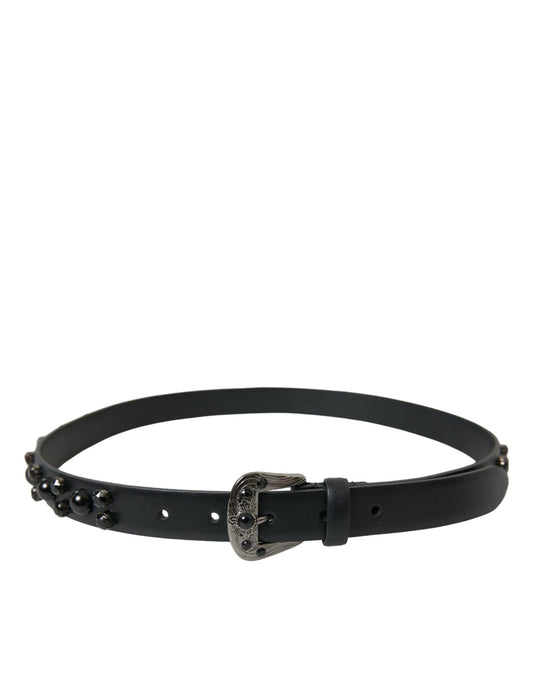 Cintura Dolce &amp; Gabbana in pelle nera con fibbia incisa