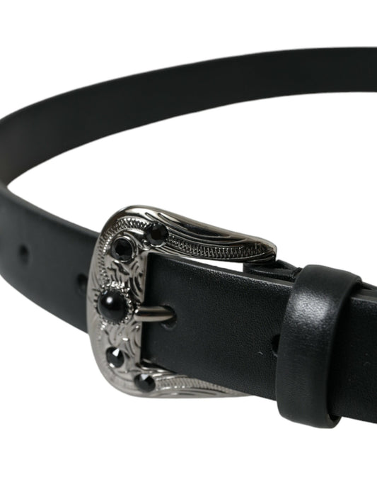 Cintura Dolce &amp; Gabbana in pelle nera con fibbia incisa