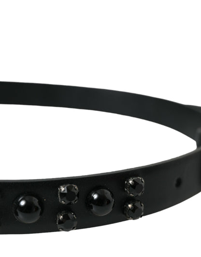 Cintura Dolce &amp; Gabbana in pelle nera con fibbia incisa