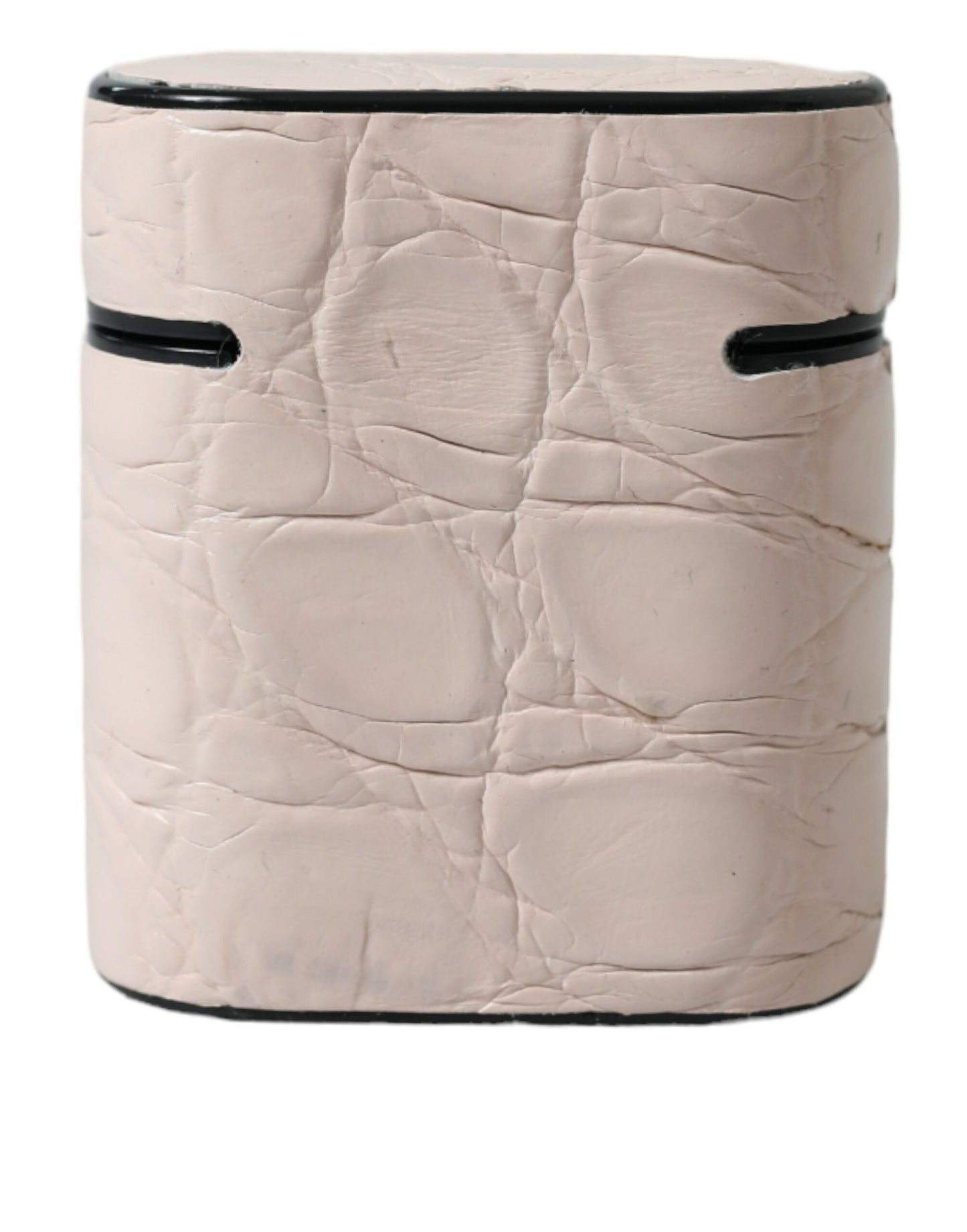Custodia per Airpods Dolce &amp; Gabbana in pelle di vitello rosa chiaro con logo in metallo