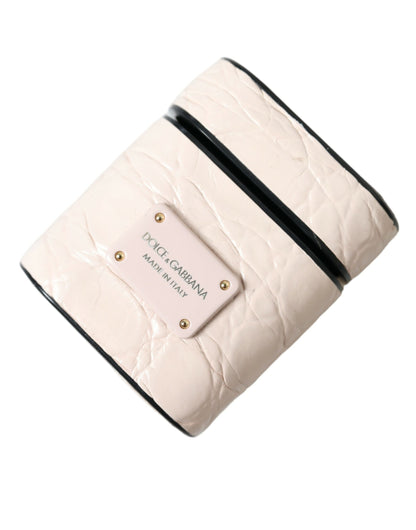 Custodia per Airpods Dolce &amp; Gabbana in pelle di vitello rosa chiaro con logo in metallo