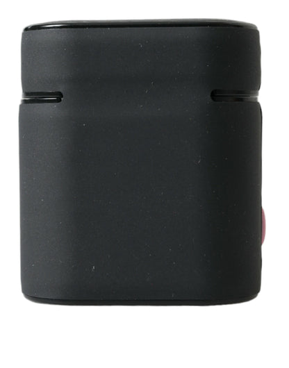 Custodia per Airpods in silicone con logo in rilievo Dolce &amp; Gabbana nero e rosa