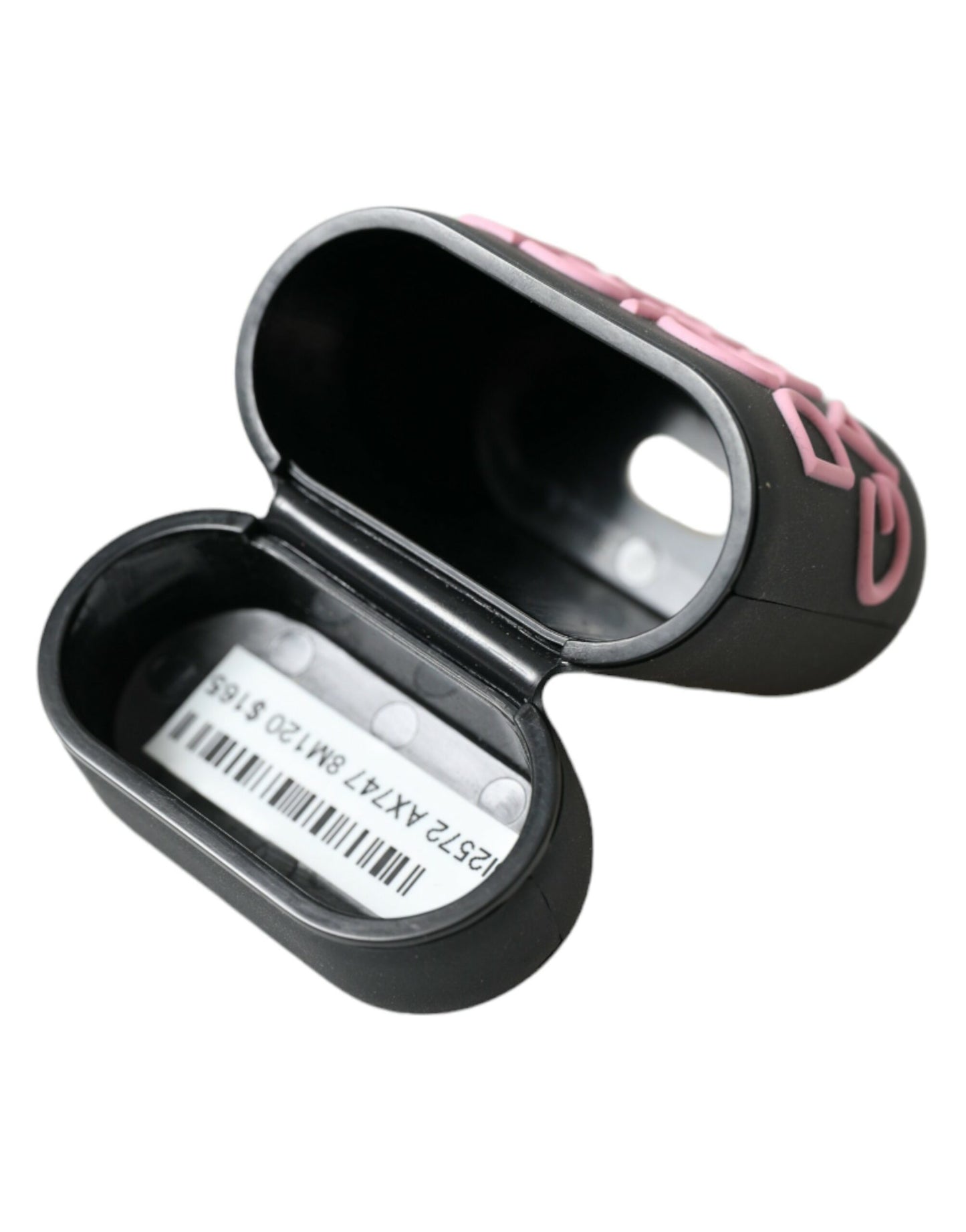 Custodia per Airpods in silicone con logo in rilievo Dolce &amp; Gabbana nero e rosa
