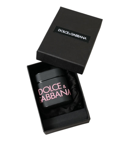 Custodia per Airpods in silicone con logo in rilievo Dolce &amp; Gabbana nero e rosa
