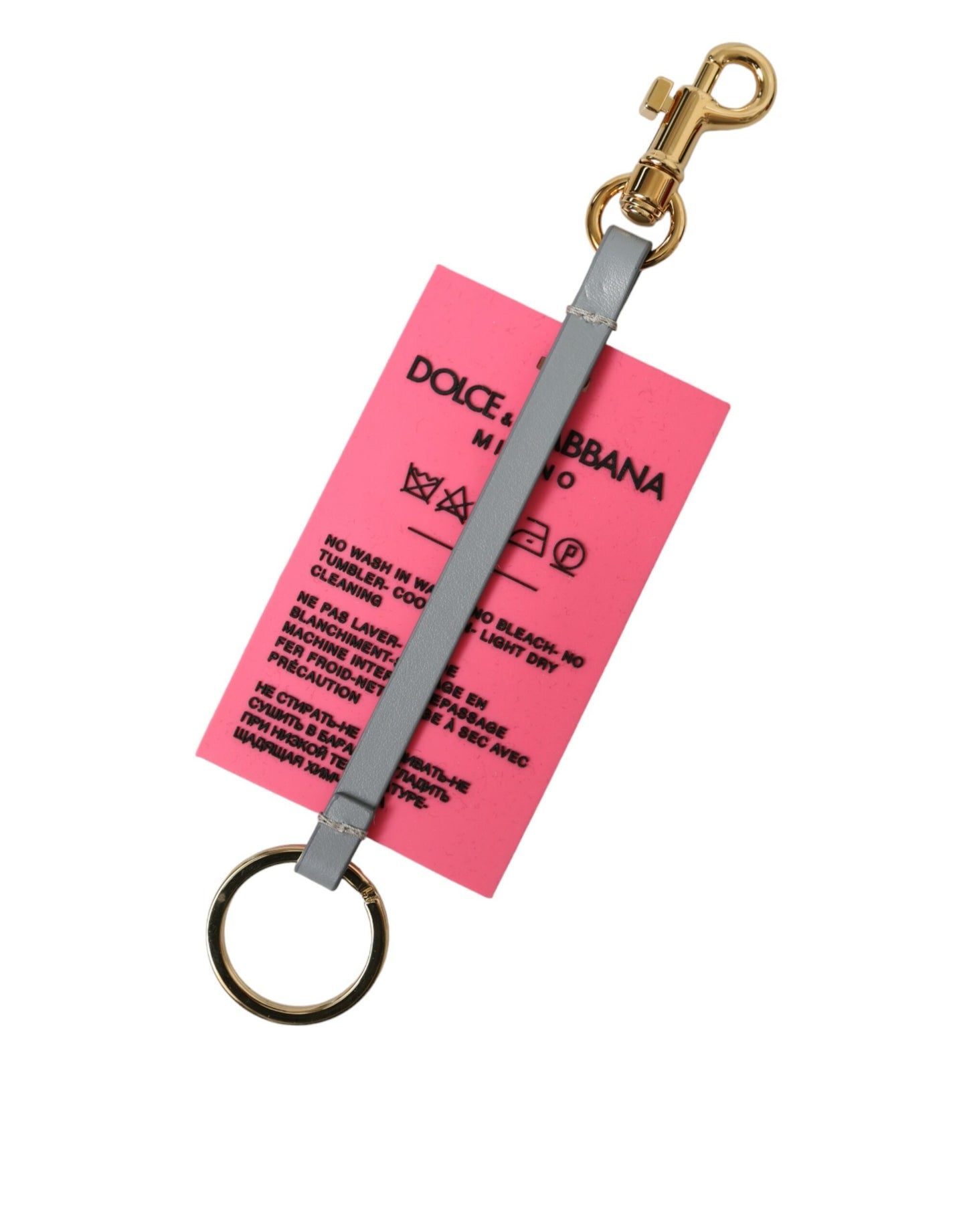 Portachiavi in ​​ottone dorato con logo DG in silicone rosa Dolce &amp; Gabbana
