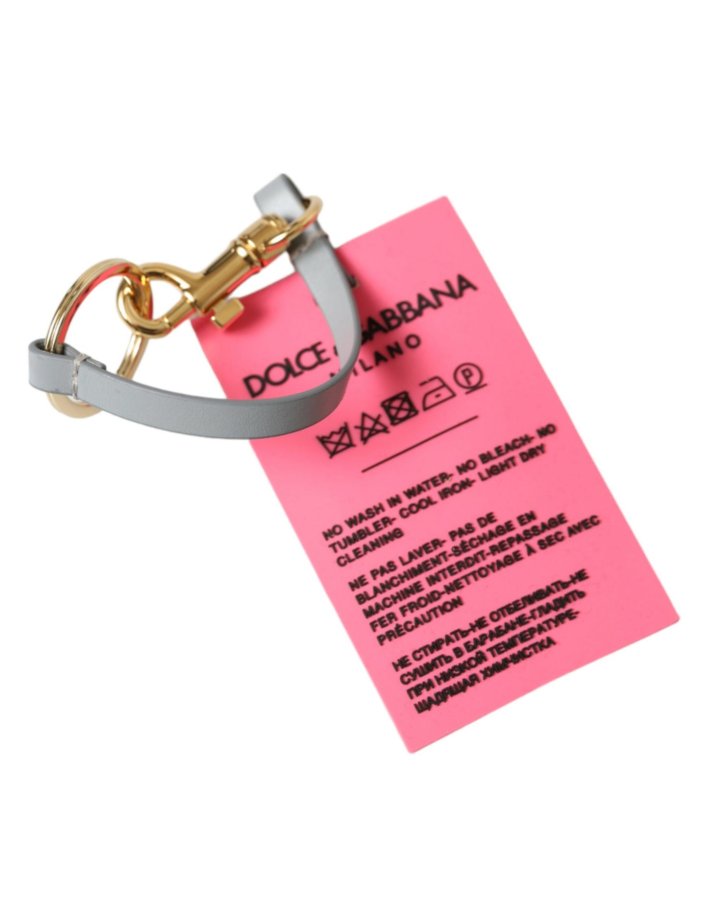 Portachiavi in ​​ottone dorato con logo DG in silicone rosa Dolce &amp; Gabbana