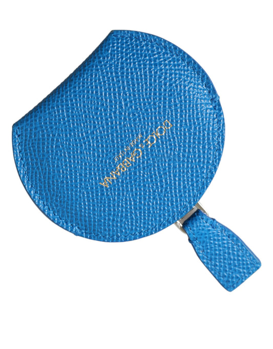 Portaspecchietto rotondo con logo Dolce &amp; Gabbana in pelle di vitello blu