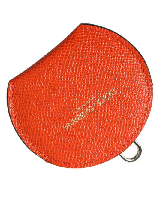 Portaspecchietto rotondo con logo Dolce &amp; Gabbana in pelle di vitello arancione