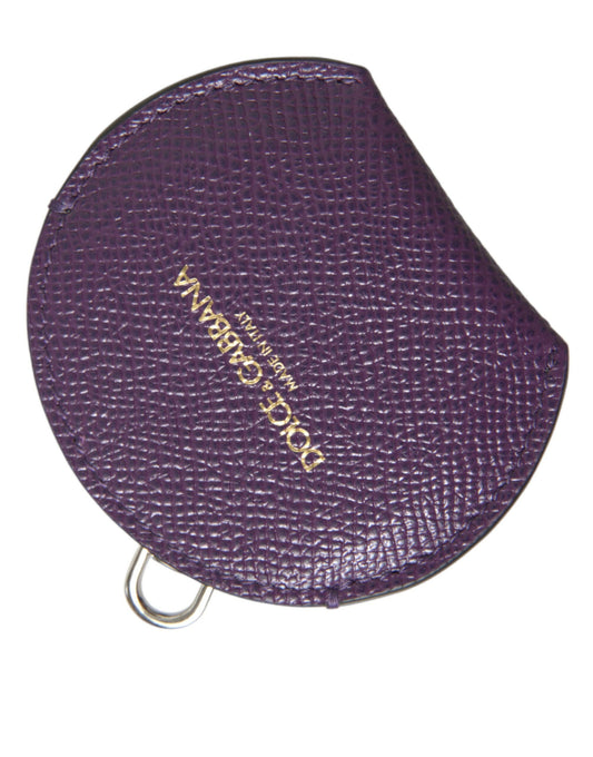 Portaspecchietto rotondo con logo Dolce &amp; Gabbana in pelle di vitello viola