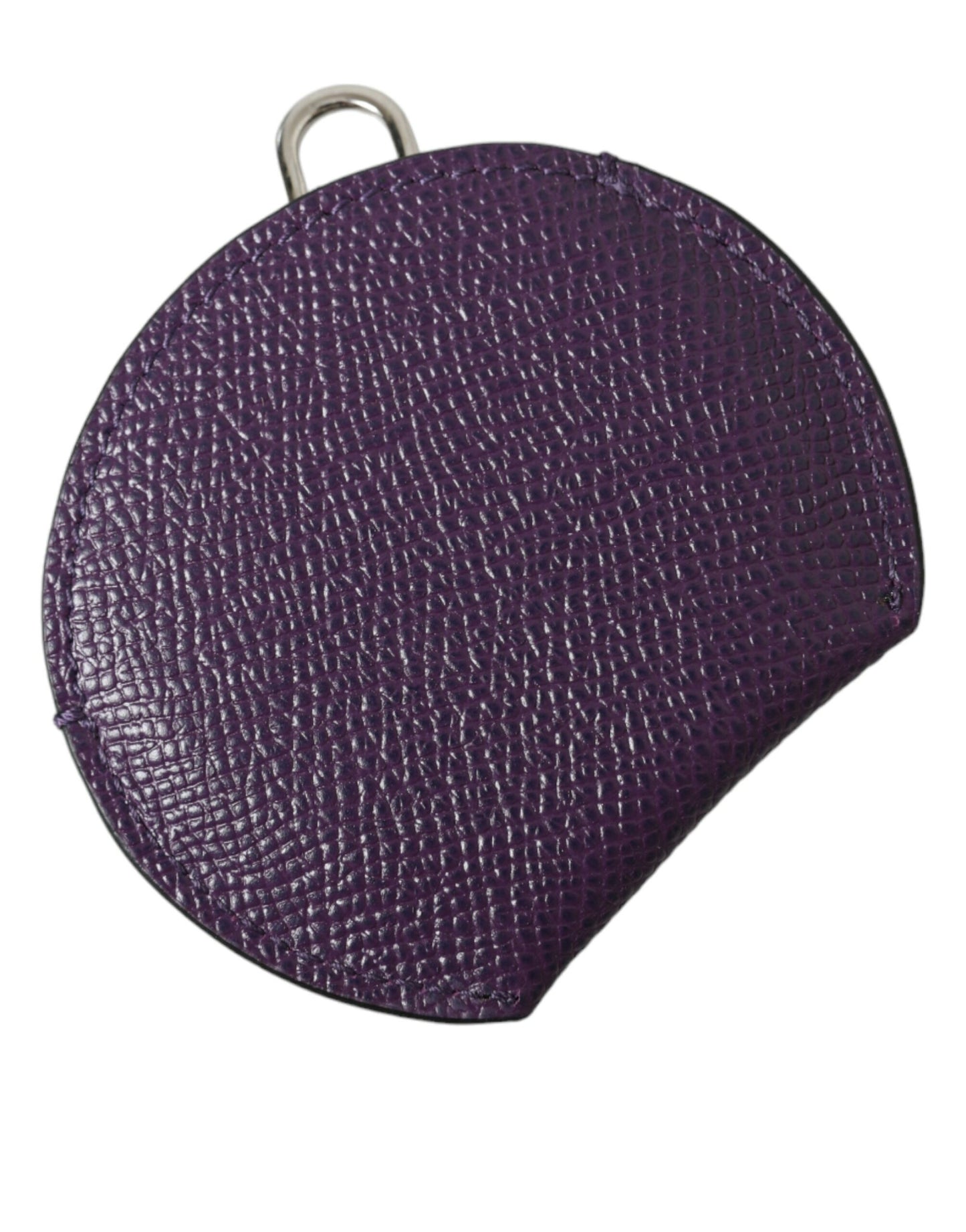 Portaspecchietto rotondo con logo Dolce &amp; Gabbana in pelle di vitello viola