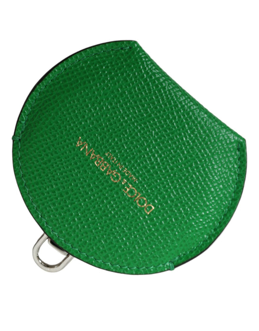 Portaspecchietto rotondo con logo Dolce &amp; Gabbana in pelle di vitello verde