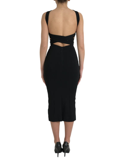 Dolce &amp; Gabbana Abito midi senza maniche con scollo a V nero