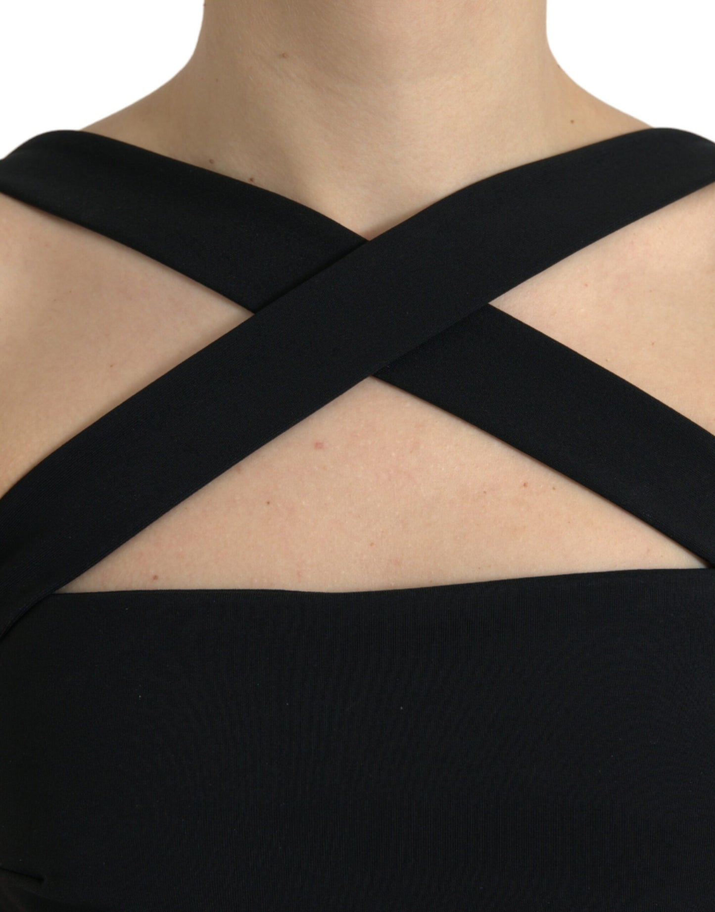 Dolce &amp; Gabbana Abito midi senza maniche con scollo a V nero