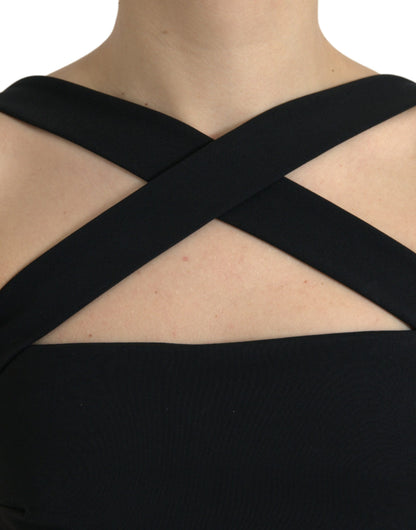 Dolce &amp; Gabbana Abito midi senza maniche con scollo a V nero