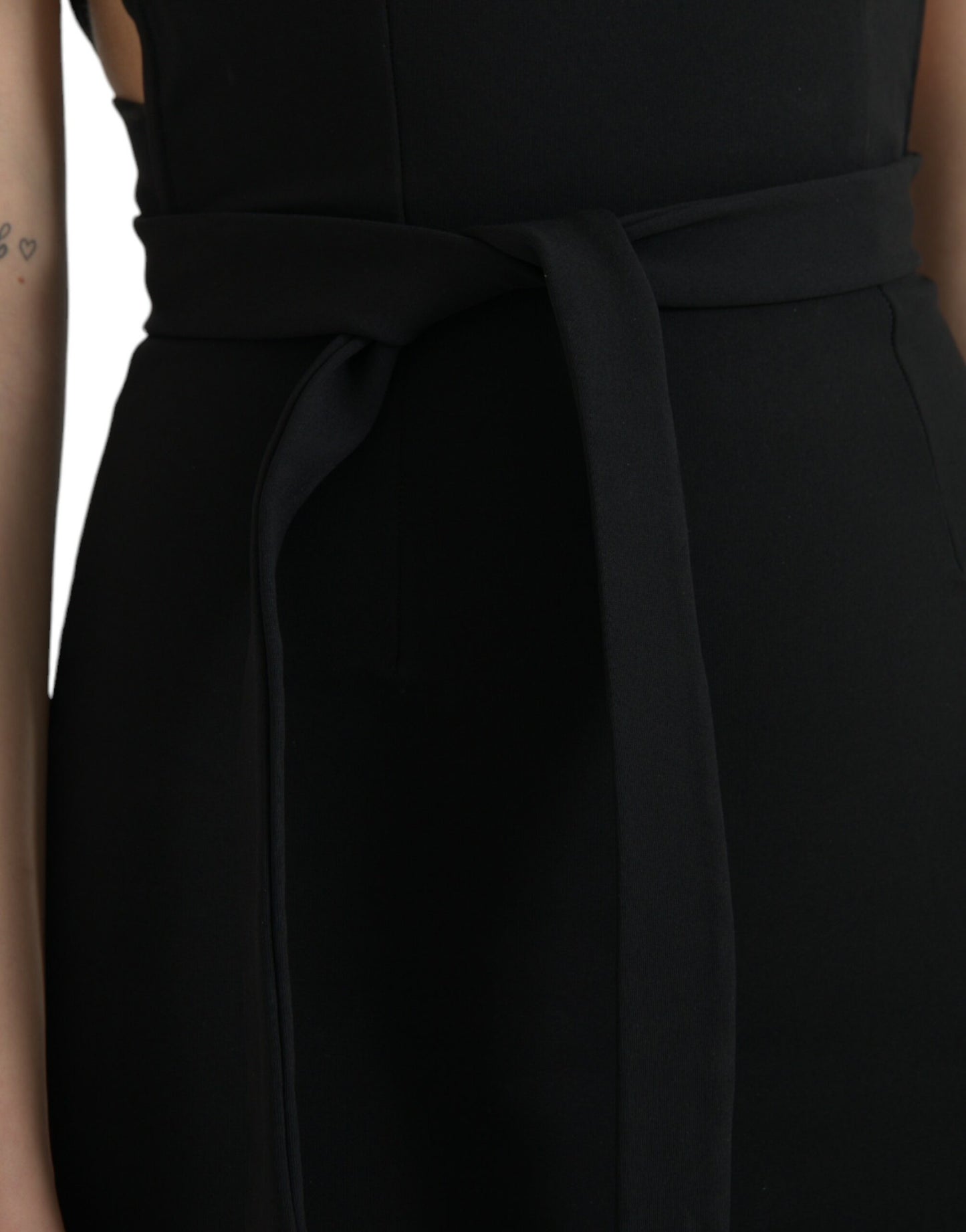 Dolce &amp; Gabbana Abito midi senza maniche con scollo a V nero