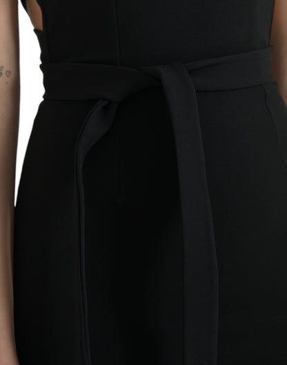 Dolce &amp; Gabbana Abito midi senza maniche con scollo a V nero