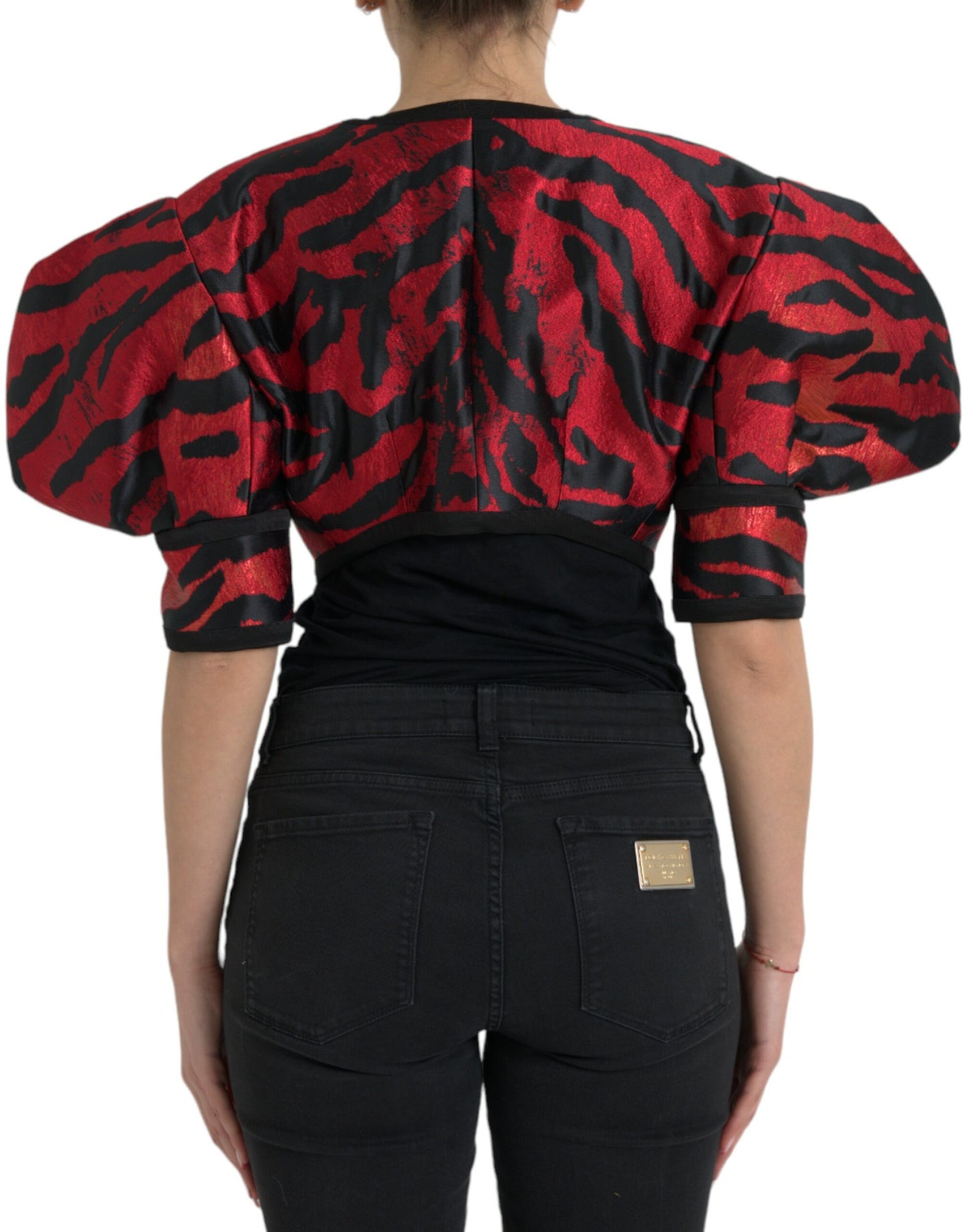 Giacca corta con motivo rosso e nero Dolce &amp; Gabbana