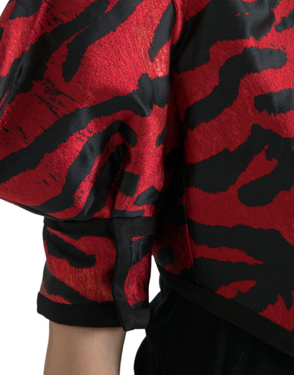 Giacca corta con motivo rosso e nero Dolce &amp; Gabbana