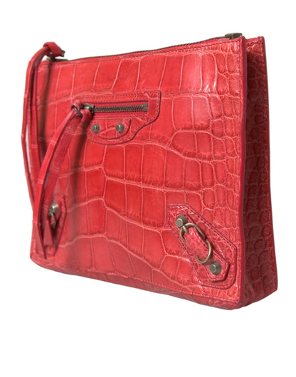 Borsa da polso classica in pelle esotica rossa Balenciaga
