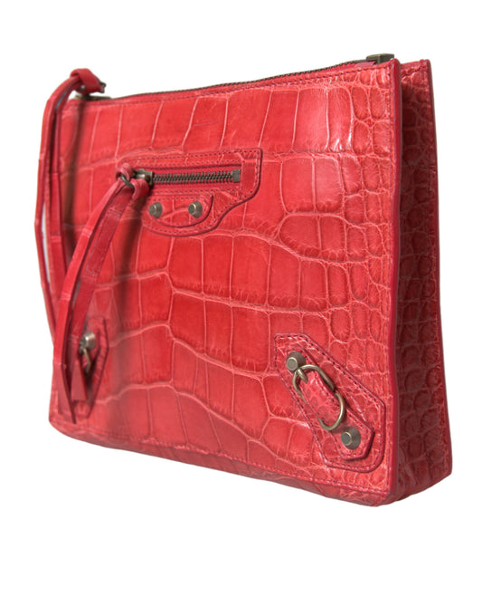 Borsa da polso classica in pelle esotica rossa Balenciaga