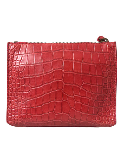Borsa da polso classica in pelle esotica rossa Balenciaga