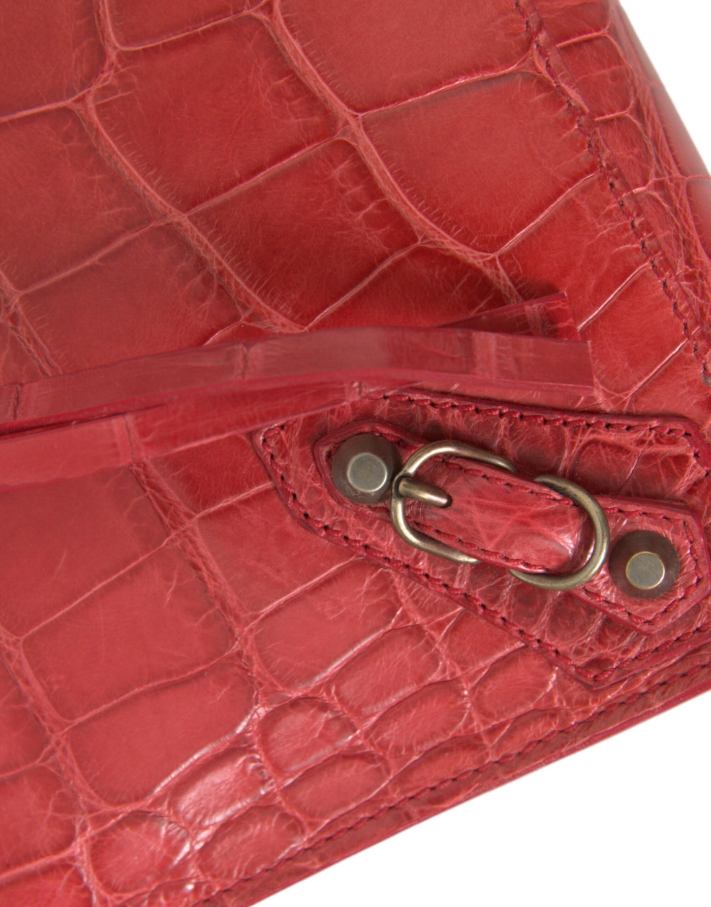 Borsa da polso classica in pelle esotica rossa Balenciaga