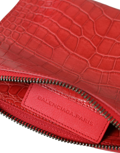 Borsa da polso classica in pelle esotica rossa Balenciaga