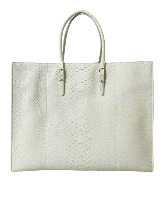 Borsa shopping Balenciaga in pelle esotica bianca e gialla PAPIER