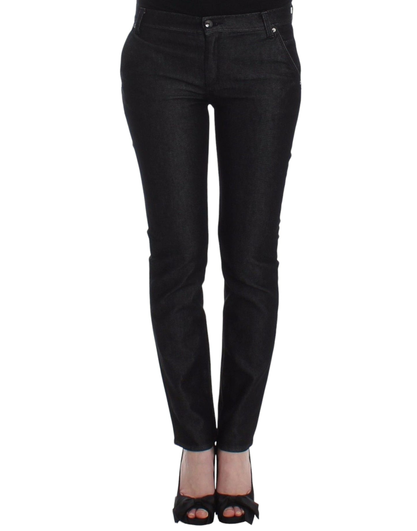 Ermanno Scervino Jeans Slim Neri Pantaloni in Denim Skinny Leg Stretch