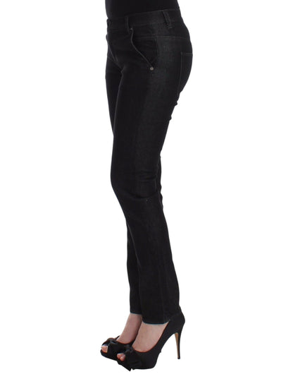 Ermanno Scervino Jeans Slim Neri Pantaloni in Denim Skinny Leg Stretch