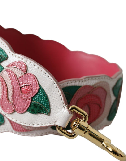 Tracolla in pelle floreale bianca Dolce &amp; Gabbana