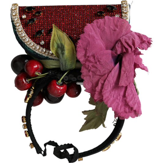 Dolce &amp; Gabbana - Diadema con cristalli e cerchietto rosso anguria e ciliegia