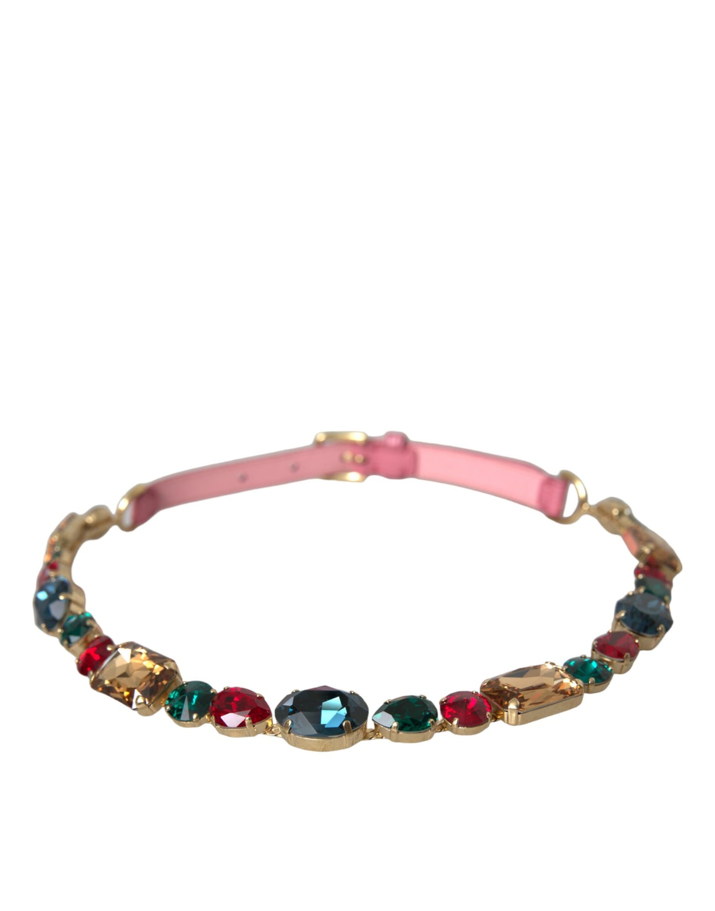 Cintura Dolce &amp; Gabbana in pelle rosa con catena di cristalli