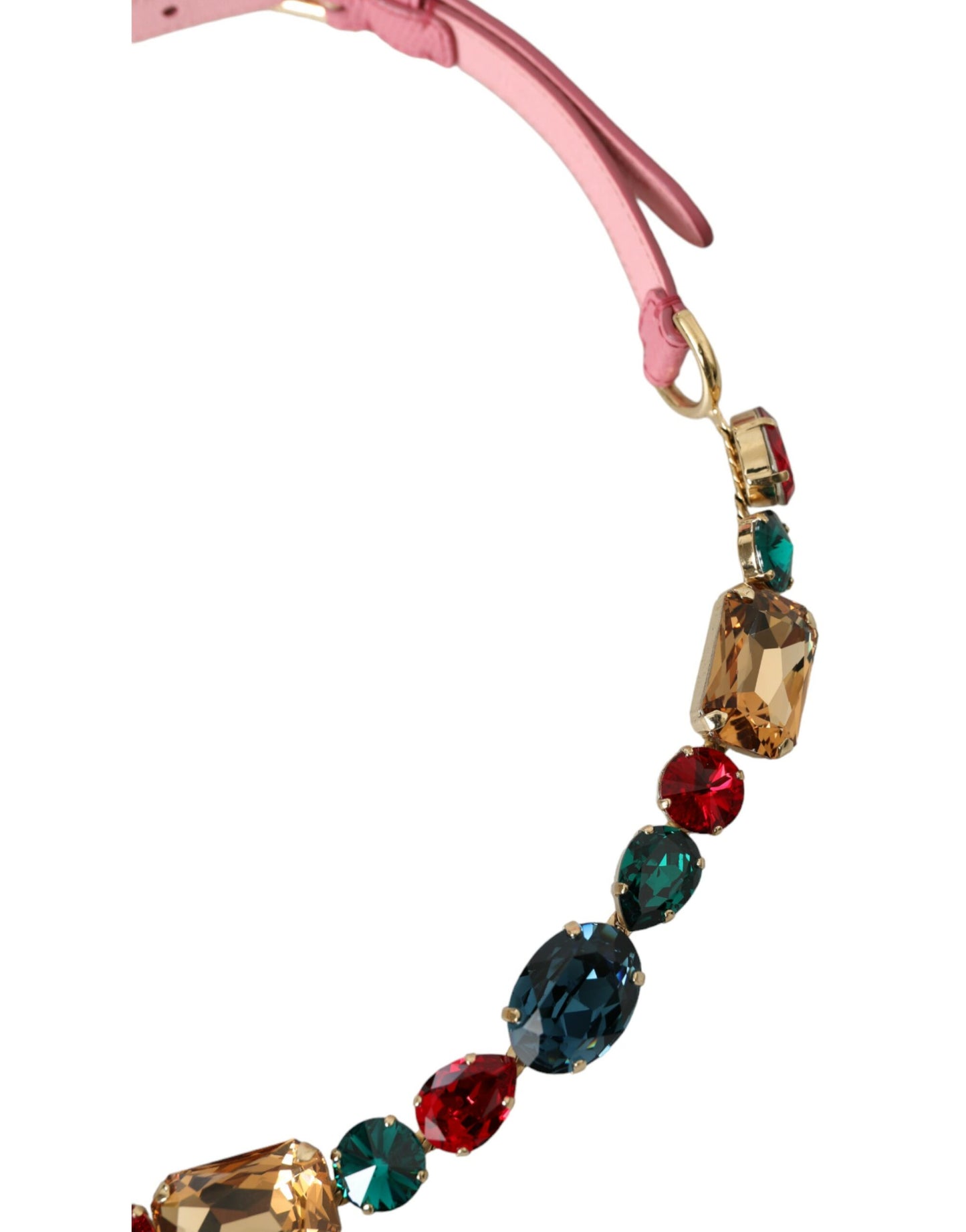 Cintura Dolce &amp; Gabbana in pelle rosa con catena di cristalli