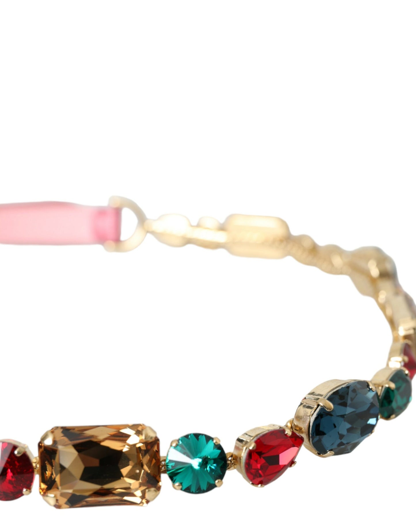 Cintura Dolce &amp; Gabbana in pelle rosa con catena di cristalli