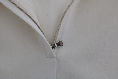 Abito a trapezio con spilla in lana elasticizzata bianca Dolce &amp; Gabbana