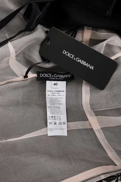 Abito lungo floreale in cotone e seta nero Dolce &amp; Gabbana