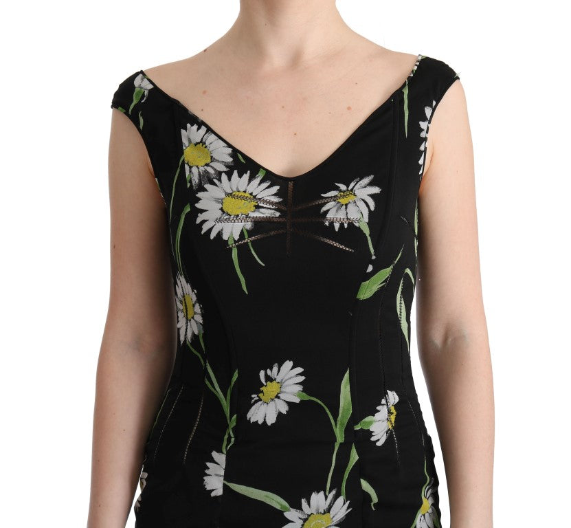 Abito tubino elasticizzato in seta girasole Dolce & Gabbana