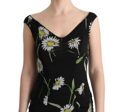 Abito tubino elasticizzato in seta girasole Dolce & Gabbana