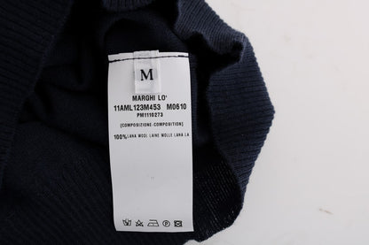 MARGHI LO' Top Blusa in 100% Lana Lana Blu