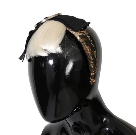 Cerchietto Dolce &amp; Gabbana con diadema bianco e cristalli neri