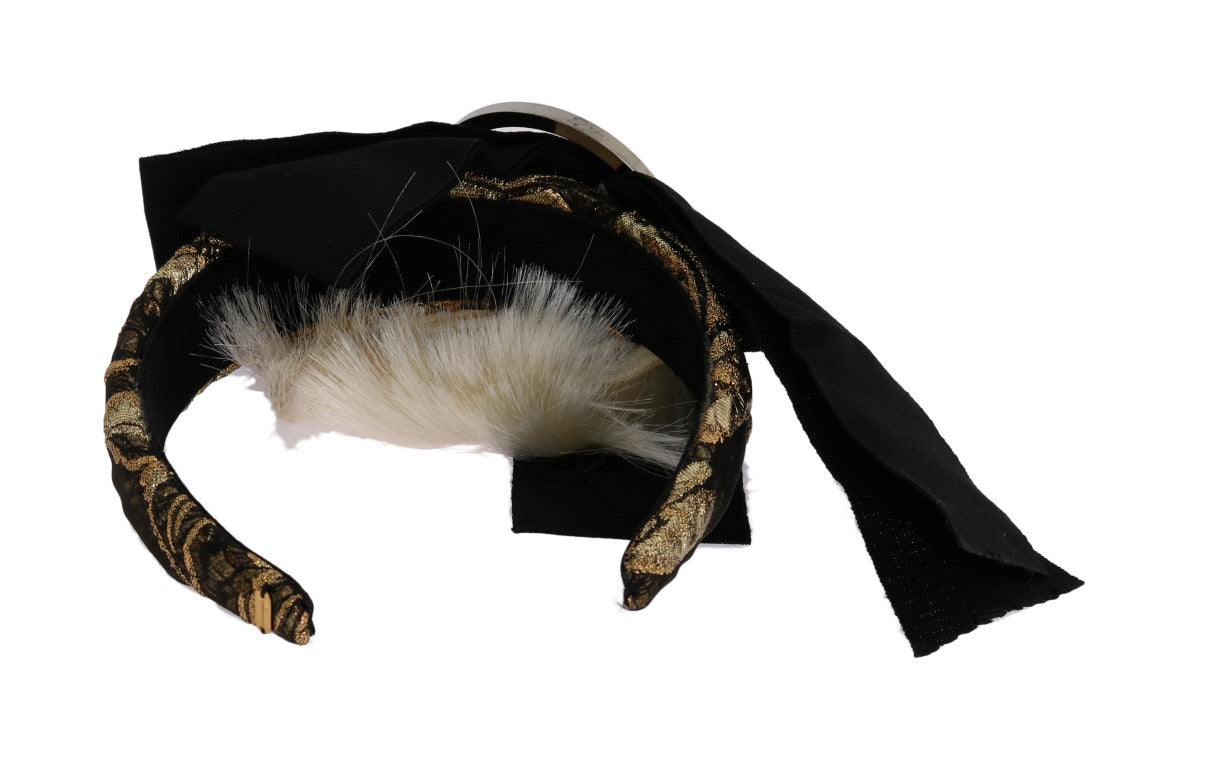 Cerchietto Dolce &amp; Gabbana con diadema bianco e cristalli neri
